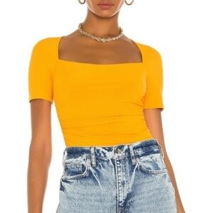 Significant Other Valerie Ribbed Square Neck top in Marigold